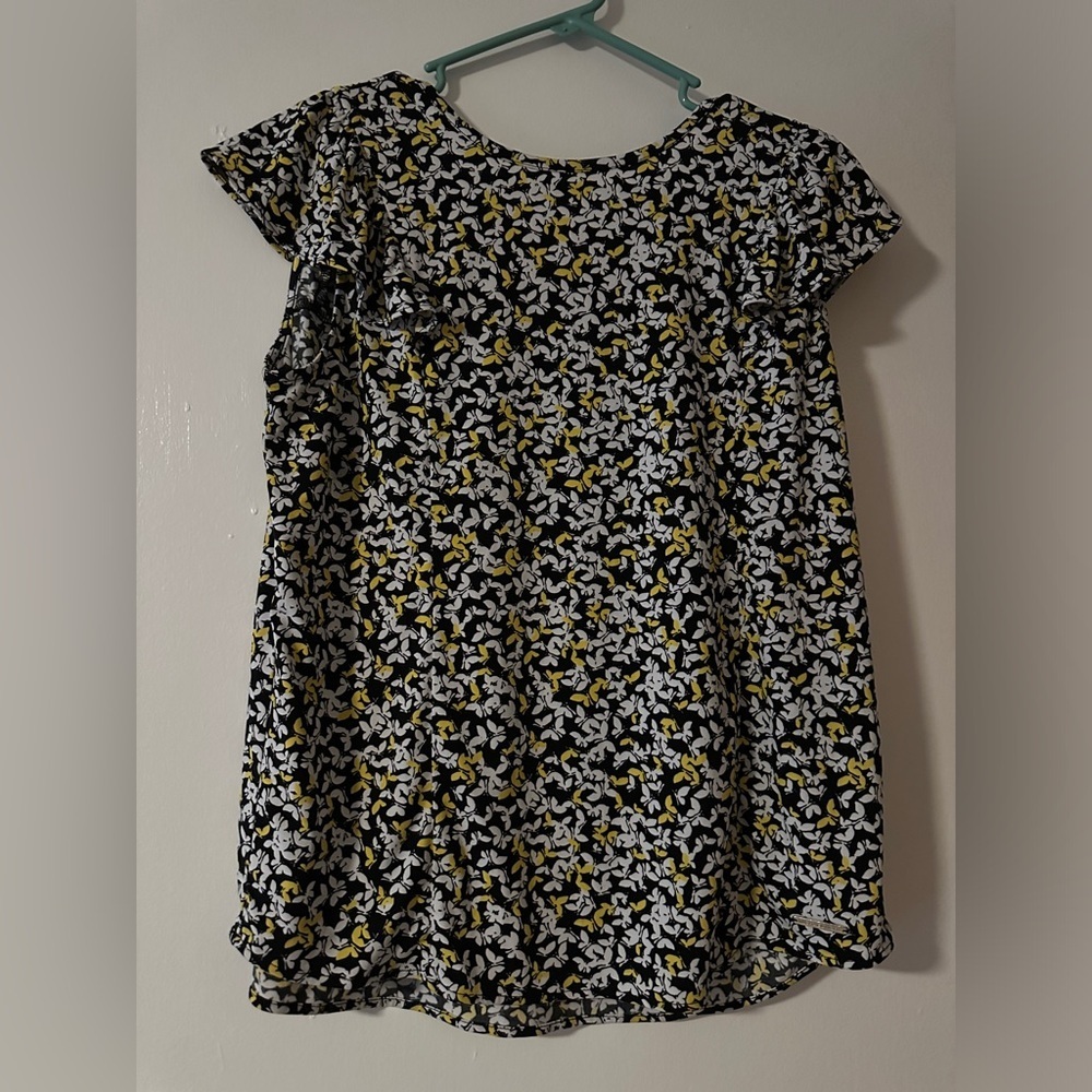 Michael Michael Kors flutter sleeve blouse yellow and black size small